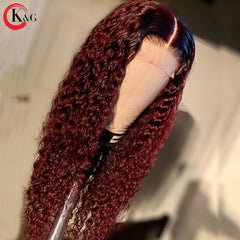 KungGang T1B-99j 13*4 Lace Front Human Hair 8”-22" Wigs With Baby Hair Brazilian Middle Ratio Non-Remy Lace Wigs 130 150density - Bellelooks