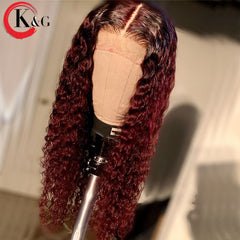 KungGang T1B-99j 13*4 Lace Front Human Hair 8”-22" Wigs With Baby Hair Brazilian Middle Ratio Non-Remy Lace Wigs 130 150density - Bellelooks