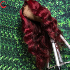 KungGang T1B-99j KungGang Highlight 13*6 Lace Front Human Hair Brazilian Middle Ratio Deep Part Lace Wavy Wigs 150% Density - Bellelooks