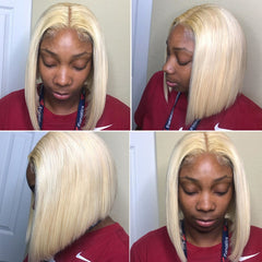 Luvin Closure Wig 613 Blonde 13X4 HD Transparent Lace Front Human Hair Wigs Straight Brazilian Short Bob Frontal Wig Black Woman - Bellelooks