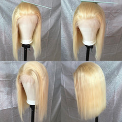 Luvin Closure Wig 613 Blonde 13X4 HD Transparent Lace Front Human Hair Wigs Straight Brazilian Short Bob Frontal Wig Black Woman - Bellelooks