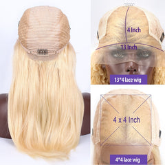 Luvin Closure Wig 613 Blonde 13X4 HD Transparent Lace Front Human Hair Wigs Straight Brazilian Short Bob Frontal Wig Black Woman - Bellelooks