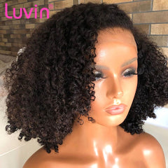 Luvin Curly 13x4 Lace Front Human Hair Wig Bob Deep Wave Pre Plucked Brazilian Curly Frontal Natural Water Wigs - Bellelooks