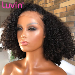 Luvin Curly 13x4 Lace Front Human Hair Wig Bob Deep Wave Pre Plucked Brazilian Curly Frontal Natural Water Wigs - Bellelooks