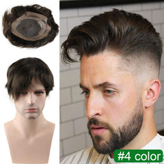 Men's Toupee 10x8 European Human Hair Swiss Mono Lace Thin Skin Hairpiece Hair Replacement System for Men Toupee #21 Ash Blonde - Bellelooks