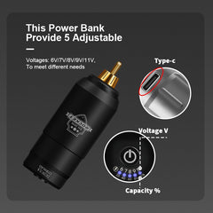 Mini Rocket Tattoo Machine Set Japan Motor Wireless Tattoo Power Supply RCA Interface - Bellelooks