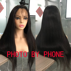 Nabeauty Glueless Full Lace Wig Straight 13x6 Lace Front Human Hair Wigs Brazilian Remy Hair Pre Plucked For Women Black 150% - Bellelooks