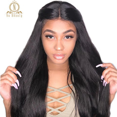 Nabeauty Glueless Full Lace Wig Straight 13x6 Lace Front Human Hair Wigs Brazilian Remy Hair Pre Plucked For Women Black 150% - Bellelooks