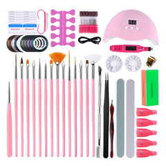 Nail Art Tool Set with 24W UV LED Lamp & 20000RPM Electric Nail Drill Machine to Cut Manicure / Nail Art Equipment Extension Kit - Bellelooks