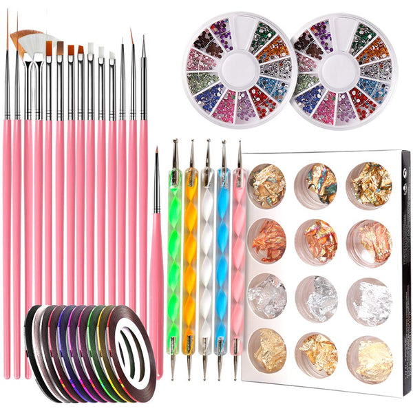 Nail Art Tools Set Kit Polish Brushes Nail Drawing Brush DIY Painting Rhinestone Dotting Pen Nail Beauty Decoration - Bellelooks