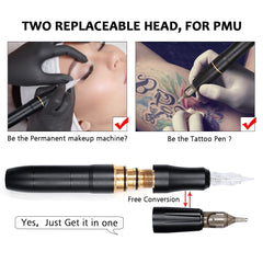 New Double head Rotary Pen Permanent Makeup Eyebrow Tattoo Machine Set for Microblading Eyebrow Eyeliner tattoo liner&shader - Bellelooks