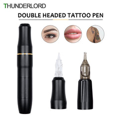 New Double head Rotary Pen Permanent Makeup Eyebrow Tattoo Machine Set for Microblading Eyebrow Eyeliner tattoo liner&shader - Bellelooks