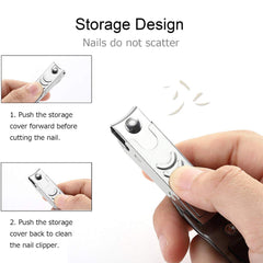 No Splash Nail Clippers Set with Catcher Shell Curved Nail File Stainless Steel Sharp Durable Nail Cuticle Cutter - Bellelooks