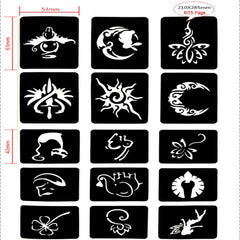 Permanent Small Glitter Tattoo Stencil Pattern Album Card Set Drawing Templates Airbrush Henna Tattoo Stencils for Women - Bellelooks