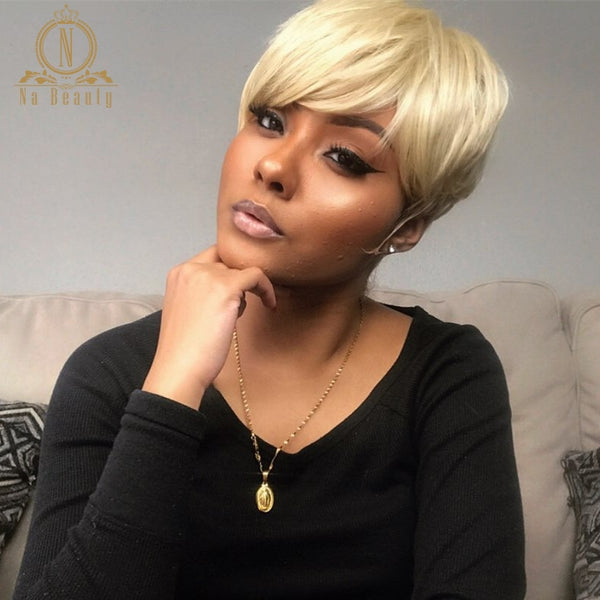 Pixie Cut Short Bob Wigs 613 Blonde 13x6 Lace Front Human Hair Short Wig Burgundy Red Colored Straight For Black Women Nabeauty - Bellelooks