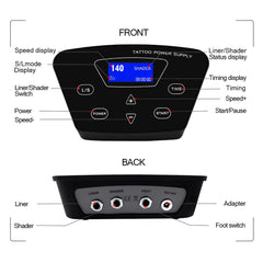 Professional Black Tattoo Power Supply Double Digital LCD - Bellelooks