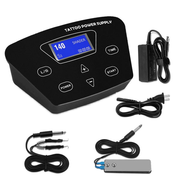 Professional Black Tattoo Power Supply Double Digital LCD - Bellelooks