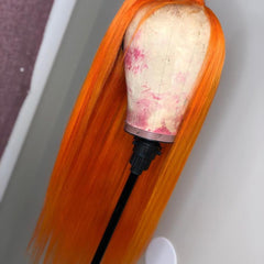 Straight Full Lace Orange Human Hair Wigs With Baby Hair 613 Honey Blonde Hair Full Lace Wig Pre Plucked Hair Transparent Lace - Bellelooks