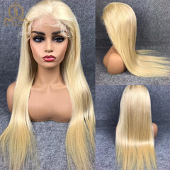 Straight Full Lace Orange Human Hair Wigs With Baby Hair 613 Honey Blonde Hair Full Lace Wig Pre Plucked Hair Transparent Lace - Bellelooks