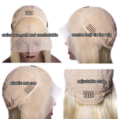 Virgo 4x4 Closure Wig 13X4 Short Bob Wig 613 Blonde Lace Front Human Hair Wigs Pre Plucked Blonde Straight Lace Front Wig Remy - Bellelooks