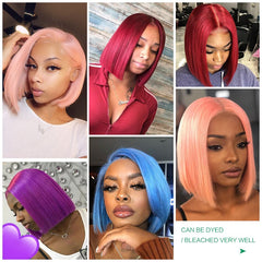 Virgo 4x4 Closure Wig 13X4 Short Bob Wig 613 Blonde Lace Front Human Hair Wigs Pre Plucked Blonde Straight Lace Front Wig Remy - Bellelooks