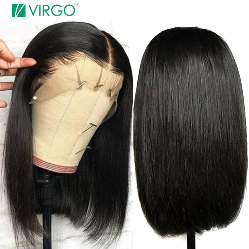 Virgo Highlight Glueless Bob Wig Brazilian Straight Ombre Brown Honey Blonde Short Lace Front Human Hair Wigs For Women Remy Wig - Bellelooks