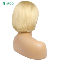 Virgo Lace Front Human Hair Wigs for Women 613 Honey Blond Bob Wig with Bangs Blond Short Wig Full Wig Free Shipping Remy - Bellelooks