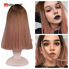 Wignee 2 Tone Ombre Brown Ash Blonde Synthetic Wig - Bellelooks