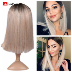 Wignee 2 Tone Ombre Brown Ash Blonde Synthetic Wig - Bellelooks