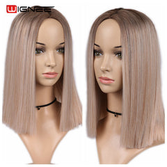 Wignee Ombre Brown Ash Blonde Synthetic Middle Part - Bellelooks