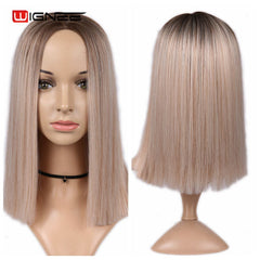 Wignee Ombre Brown Ash Blonde Synthetic Middle Part - Bellelooks