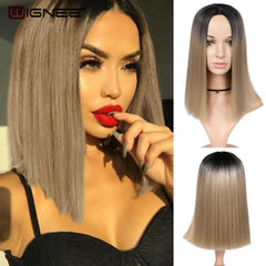 Wignee Ombre Brown Ash Blonde Synthetic Middle Part - Bellelooks