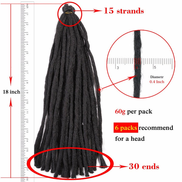 High Temperature Synthetic Fiber Dreadlock Hair Extensions For Black Women/Men Crochet Twist Braiding Hair Pieces - Bellelooks