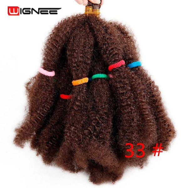 Wignee Kinky Twist Synthetic Hair Extensions For Black Women 12"Afro Kinky Bulk Black/Brown Crochet Braiding Twist Hair Bundles - Bellelooks