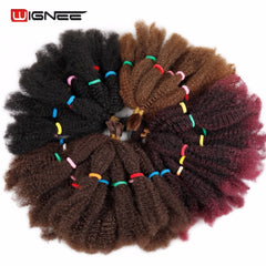 Wignee Kinky Twist Synthetic Hair Extensions For Black Women 12"Afro Kinky Bulk Black/Brown Crochet Braiding Twist Hair Bundles - Bellelooks