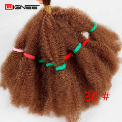 Wignee Kinky Twist Synthetic Hair Extensions For Black Women 12"Afro Kinky Bulk Black/Brown Crochet Braiding Twist Hair Bundles - Bellelooks