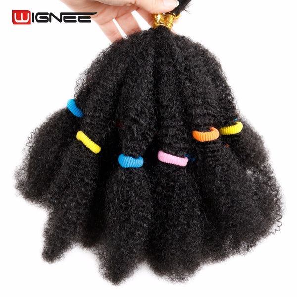 Wignee Kinky Twist Synthetic Hair Extensions For Black Women 12"Afro Kinky Bulk Black/Brown Crochet Braiding Twist Hair Bundles - Bellelooks