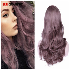 Wignee Long 2 Tone Ombre Brown Ash Blonde Temperature Synthetic Wigs For Black/White Women Glueless Wavy Daily/Cosplay Hair Wig - Bellelooks