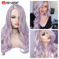 Wignee Long 2 Tone Ombre Brown Ash Blonde Temperature Synthetic Wigs For Black/White Women Glueless Wavy Daily/Cosplay Hair Wig - Bellelooks