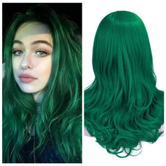 Wignee Long Green Wavy Middle Part Wig Synthetic Wigs for Women Daily/Party/Cosplay Heat Resistant Natural Glueless False Hair - Bellelooks