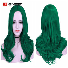 Wignee Long Green Wavy Middle Part Wig Synthetic Wigs for Women Daily/Party/Cosplay Heat Resistant Natural Glueless False Hair - Bellelooks