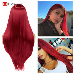 Heat Resistant Synthetic Fiber Straight Wigs For Women Ombre Pink/Grey/BUG Glueless Daily/Cosplay Natural Hair Wig - Bellelooks