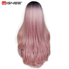 Heat Resistant Synthetic Fiber Straight Wigs For Women Ombre Pink/Grey/BUG Glueless Daily/Cosplay Natural Hair Wig - Bellelooks