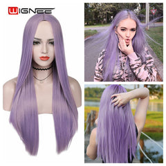 Heat Resistant Synthetic Fiber Straight Wigs For Women Ombre Pink/Grey/BUG Glueless Daily/Cosplay Natural Hair Wig - Bellelooks