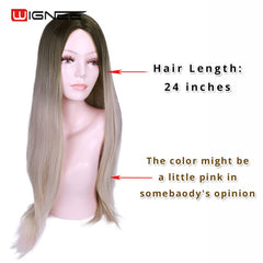 Wignee Long Straight Hair Middle Part  Synthetic Wig For Women Ombre Baby Ash Blonde/Pink/Red/Brown/Blue Natural Hair Female Wig - Bellelooks