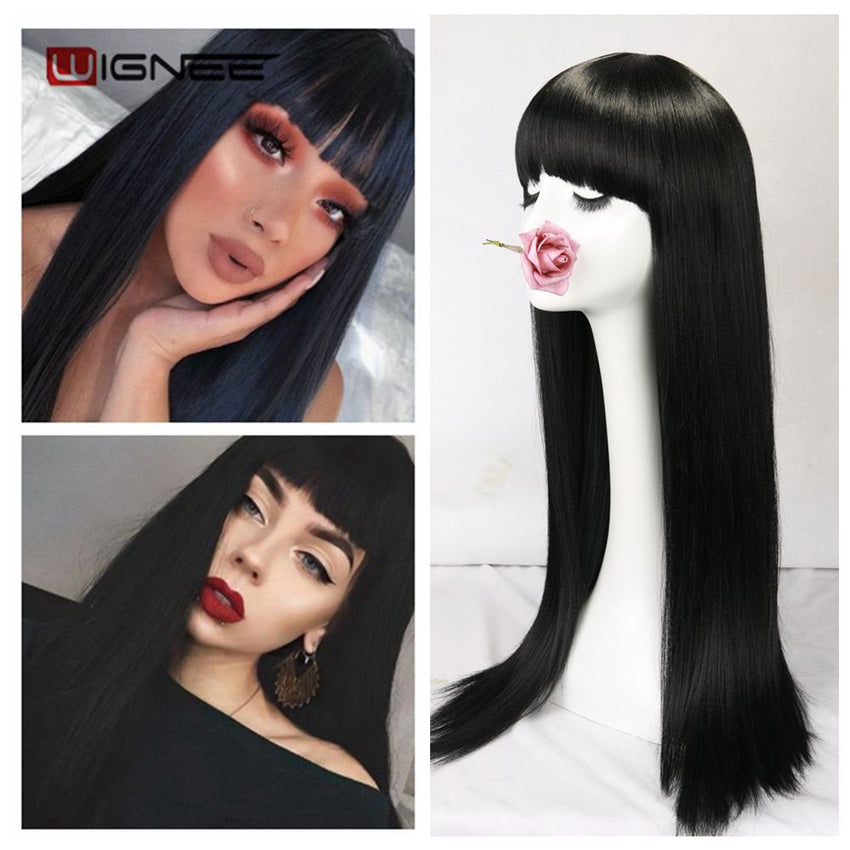 Wignee Long Straight Hair Synthetic Wig For Women  Blonde Natural Middle Part Hair Heat Resistant Fiber For Black/White Women - Bellelooks