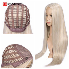 Wignee Long Straight Hair Synthetic Wig For Women  Blonde Natural Middle Part Hair Heat Resistant Fiber For Black/White Women - Bellelooks