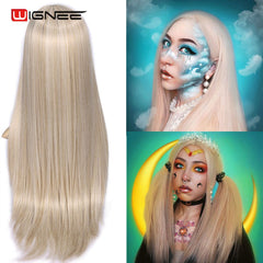 Wignee Long Straight Hair Synthetic Wig For Women  Blonde Natural Middle Part Hair Heat Resistant Fiber For Black/White Women - Bellelooks