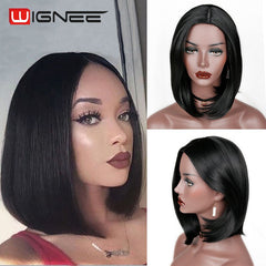 Wignee Natural Black Bob Hair Natural Temperature Synthetic Women Wigs Glueless Cosplay Hair Wigs For Africa Americans Wigs - Bellelooks