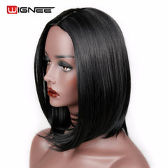 Wignee Natural Black Bob Hair Natural Temperature Synthetic Women Wigs Glueless Cosplay Hair Wigs For Africa Americans Wigs - Bellelooks